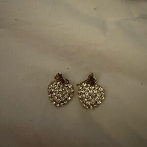 Gold Heart-Shaped Crystal Earrings